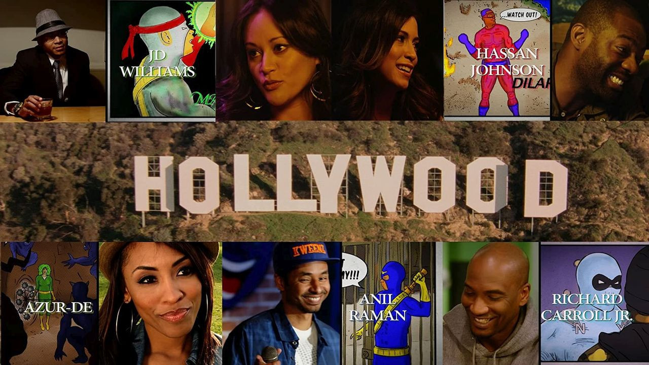 An American in Hollywood backdrop