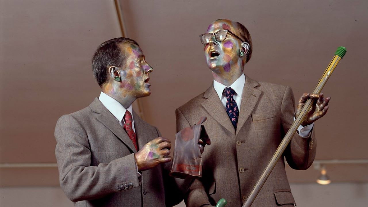 Gilbert and George The Singing Sculpture backdrop