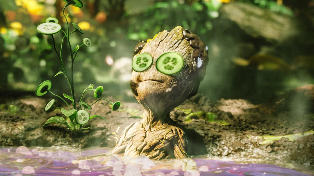 Groot Takes a Bath backdrop