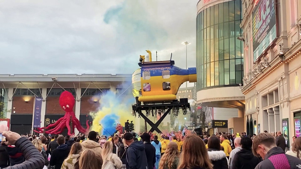 Liverpool. The Blue and Yellow Submarine backdrop