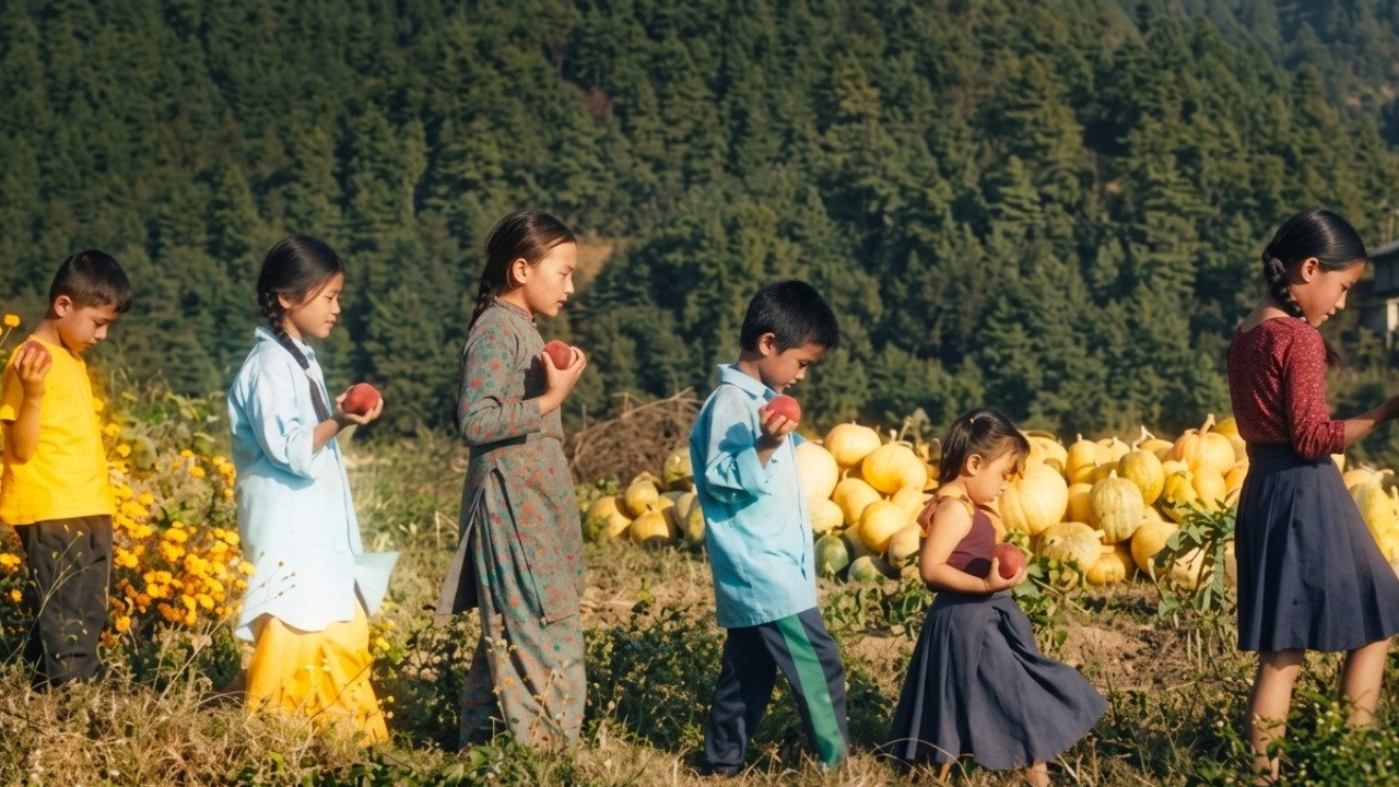 What grows in Thari Maila’s vegetable garden? backdrop