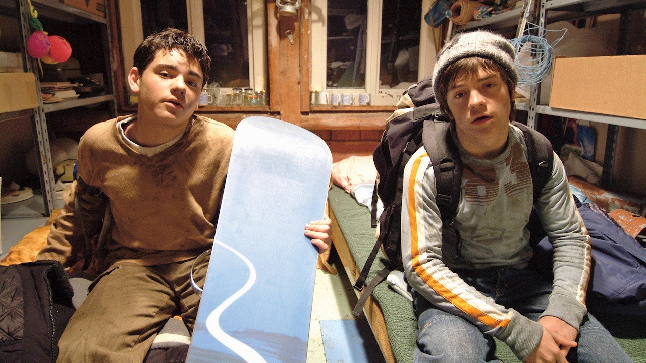Snowboarders backdrop