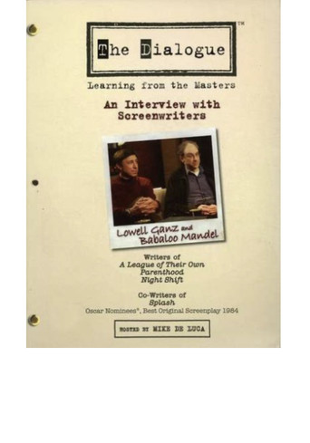 The Dialogue: An Interview with Screenwriters Lowell Ganz and Babaloo Mandel movie poster